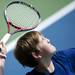 Barton James Sotiroff warms up his serve against Chippewa on Friday, July 12. Barton lost the match 6-3. Barton won the Junior Team Tennis Championship overall with four wins and two loses. Daniel Brenner I AnnArbor.com